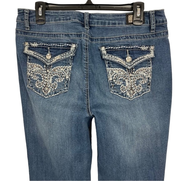 Earl Women’s Blue Jeans Sz 14 Embellishments/embroidery Missing/loose Distressed - Picture 4 of 12